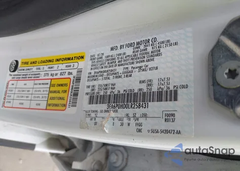 2020 Ford Fusion Se from USA, damaged, VIN 3FA6P0HD0LR258431